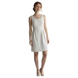 ✨ ANTONIO MELANI Off White Beaded Dress 6 Bridal Graduation Sheath 🥂